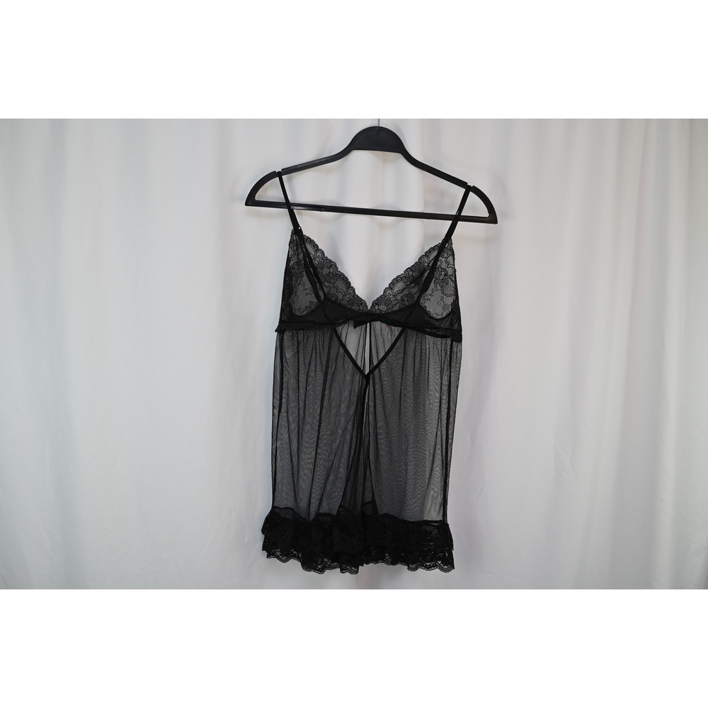 Victoria Secret Black Lace Open Front Babydoll Lingerie Medium